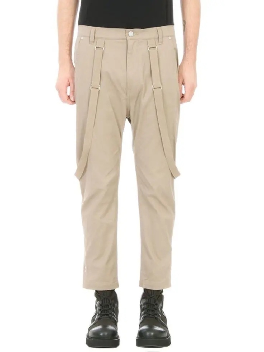 Helmut Lang Cropped Suspender Trouser Driftwood Tan Size 30 NWT